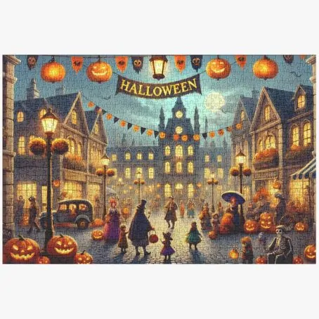 Halloween Downtown Square Puzzle - 1000 Piece Puzzle For Adults