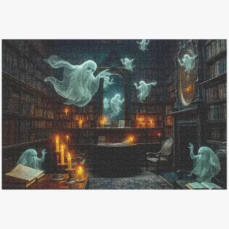 Haunted Library Halloween Puzzle – 1000 Piece Jigsaw Puzzle For Adults