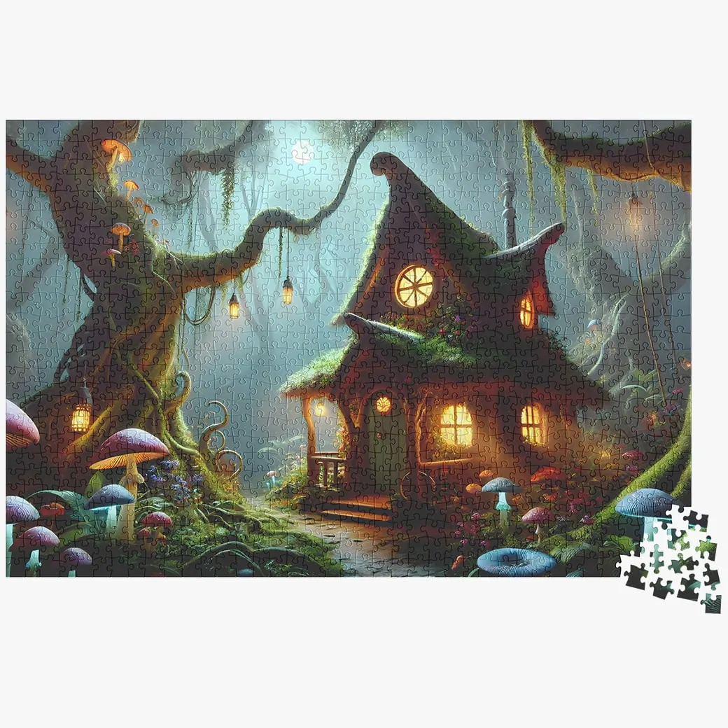 Witch's Cottage In Magical Forest - 1000 Piece Puzzle For Adults