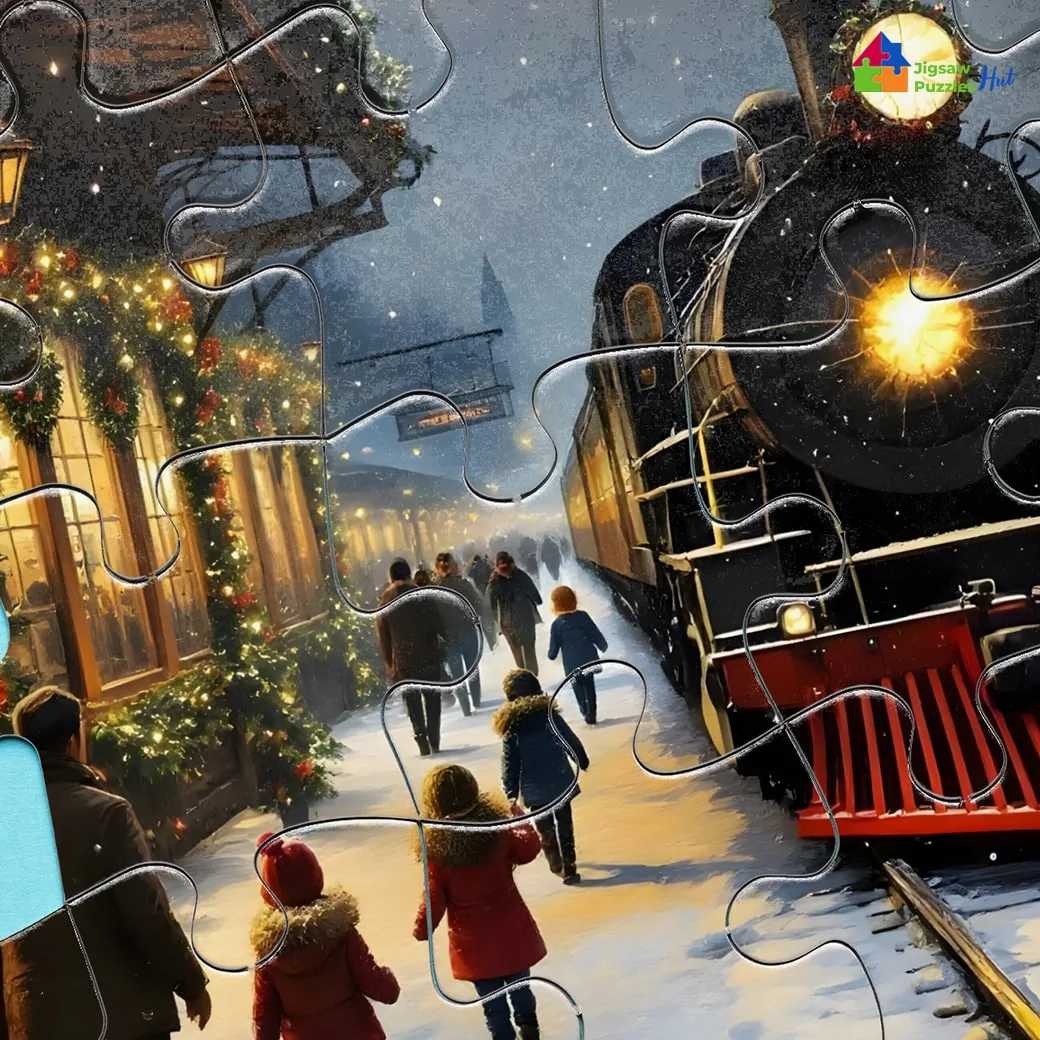 Christmas Eve Train Station Jigsaw Puzzle - 1000 Piece Christmas Puzzle For Adults