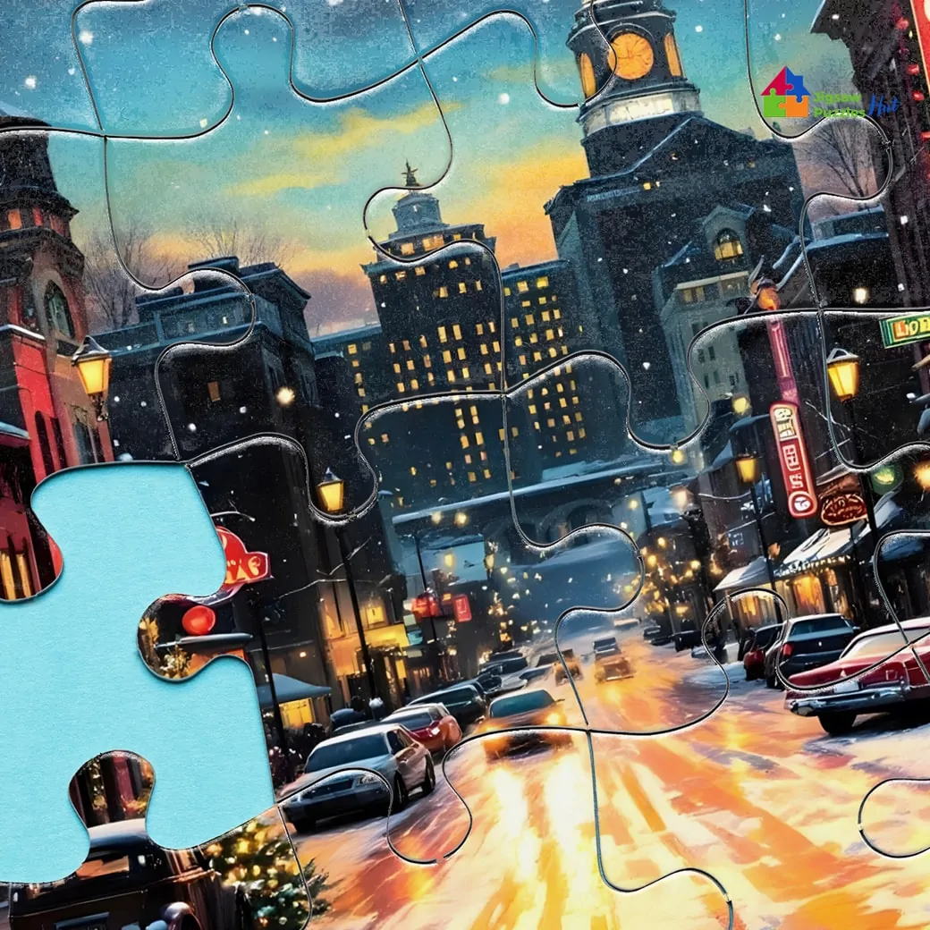 Christmas Night In City Jigsaw Puzzle - 1000 Piece Christmas Puzzle For Adults