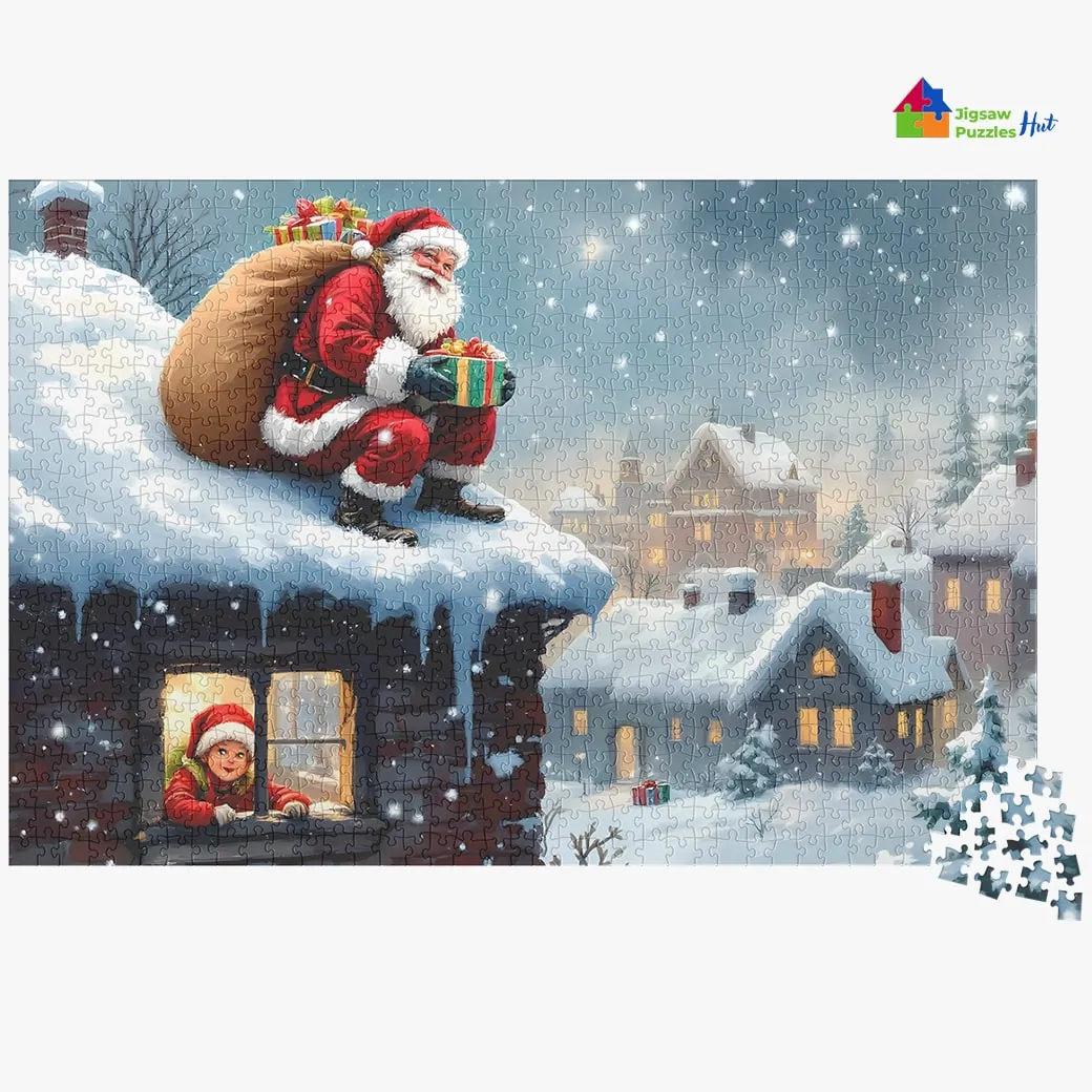 Santa Caught In Action Jigsaw Puzzle - 1000 Piece Christmas Puzzle For Adults
