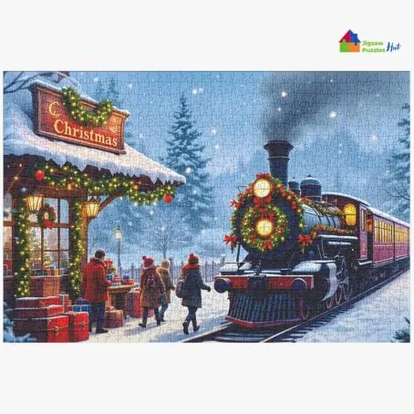 Jigsaw Puzzle Of Vintage Train Station During Christmas - 1000 Piece Christmas Jigsaw Puzzle For Adults