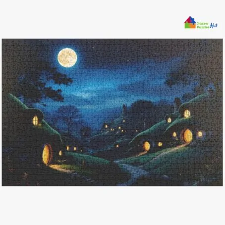 Hobbit Village At Night Jigsaw Puzzle - 1000 Piece Jigsaw Puzzle For Adults