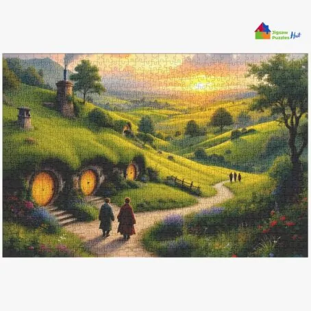 Sunset at Hobbit Village Jigsaw Puzzle - 1000 Piece Jigsaw Puzzle For Adults