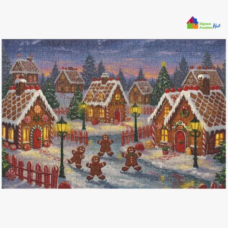 Gingerbread Village – 1000 Piece Christmas Jigsaw Puzzle For Adults