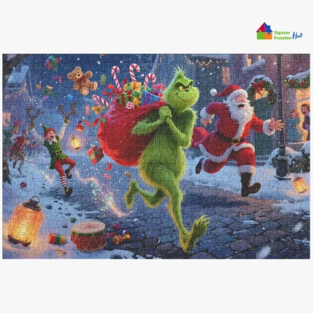 Grinch Stealing Christmas Gifts – 1000 Piece Christmas Jigsaw Puzzle For Adults