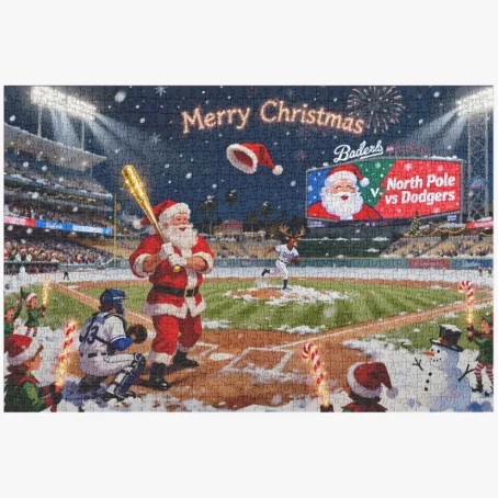 Santa Playing Baseball – 1000 Piece Christmas Jigsaw Puzzle For Adults